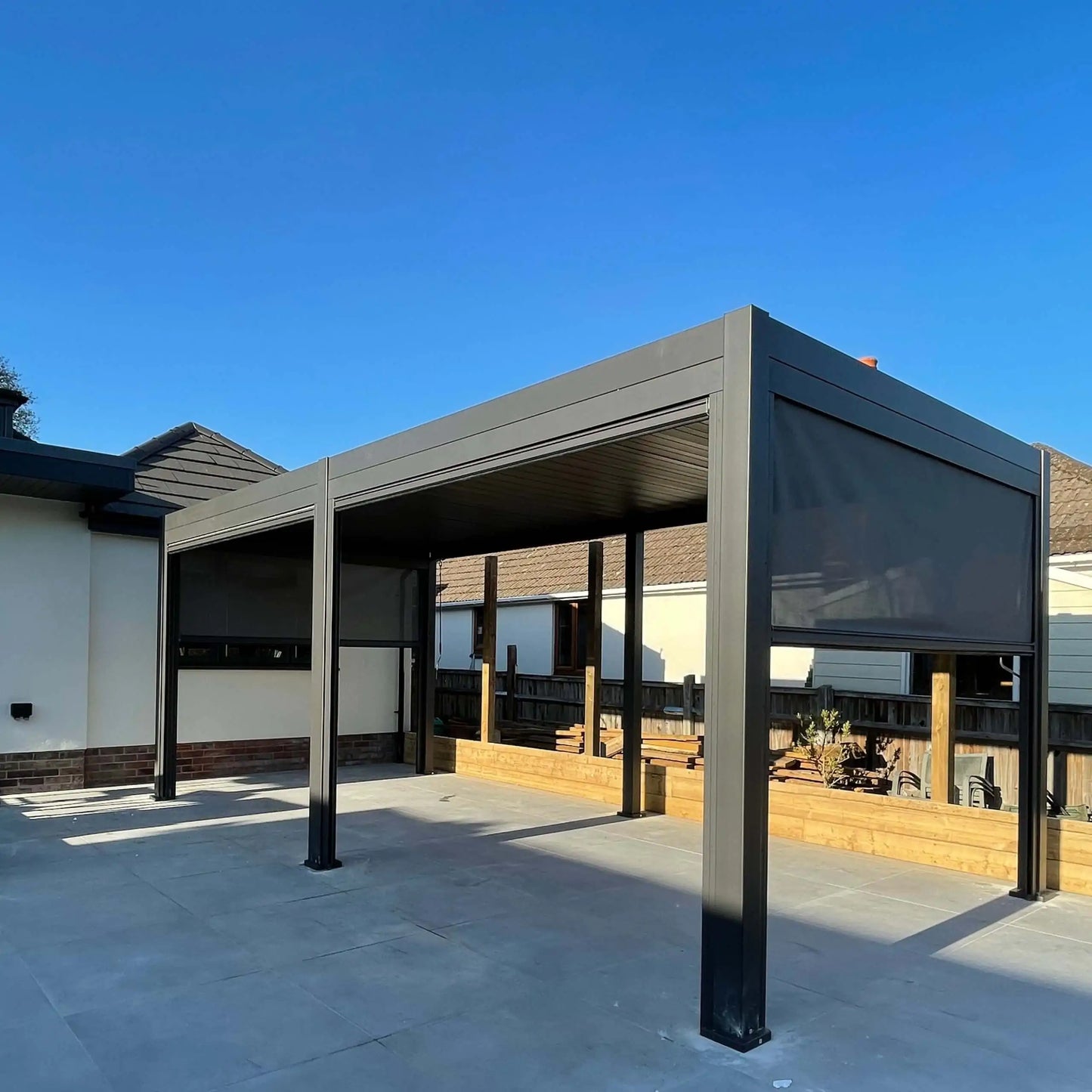 3m x 6m Manual Louvered Grey Aluminium Pergola