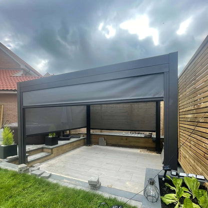 3.6m x 3.6m Manual Louvered Grey Aluminium Pergola