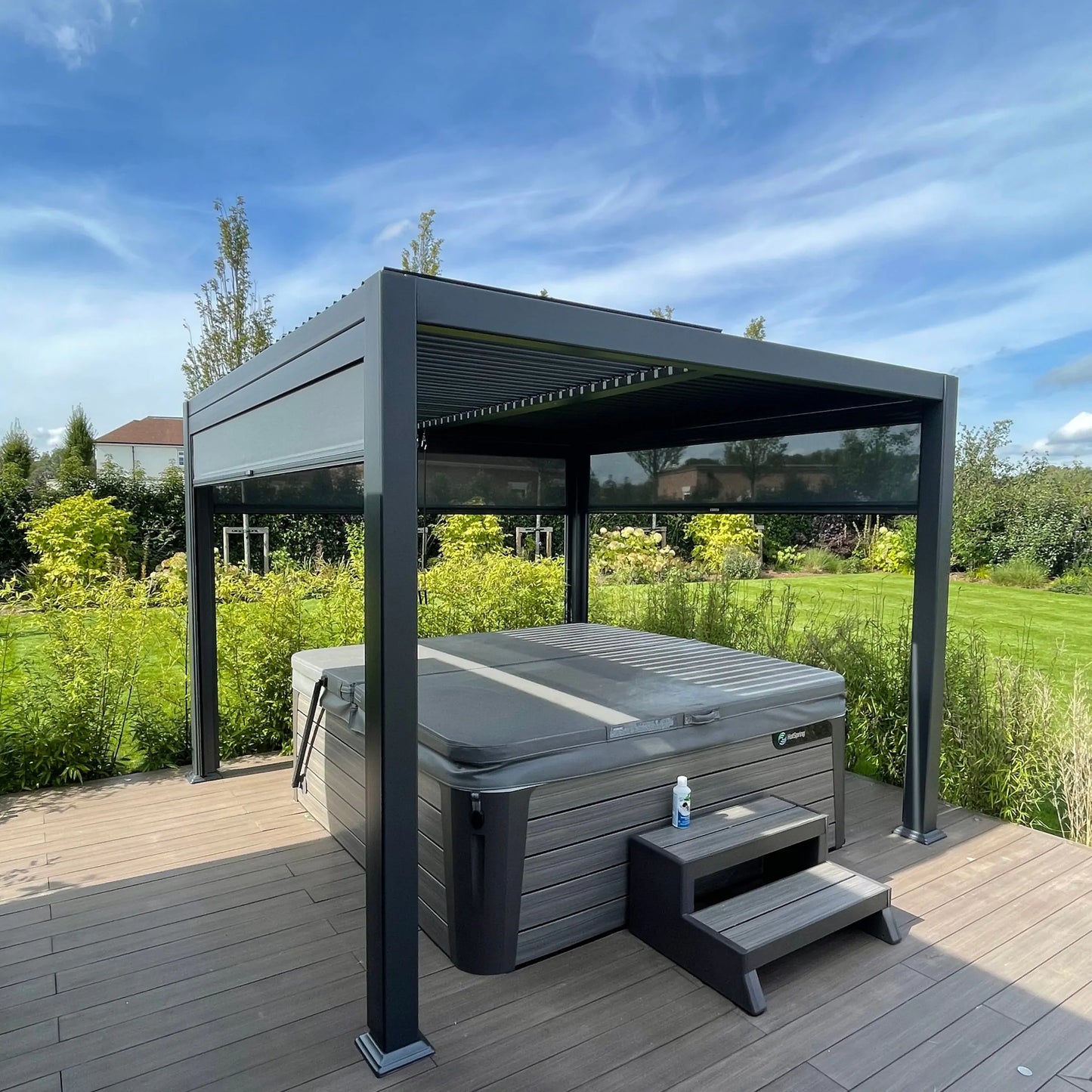 3m x 3m Manual Deluxe Louvered Grey Aluminium Pergola