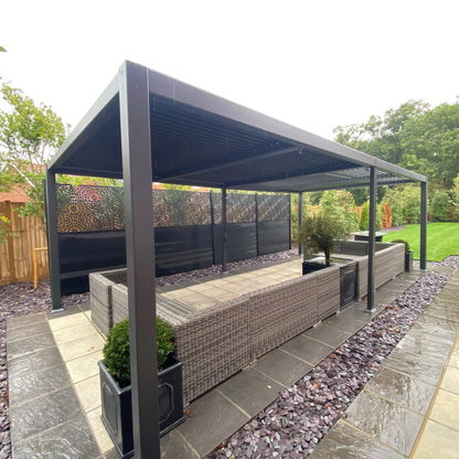 3.5m x 7.2m Manual Deluxe Louvered Grey Aluminium Pergola