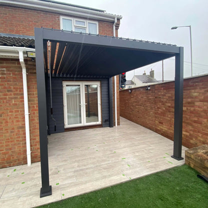 3m x 3m Manual Louvered Grey Aluminium Pergola