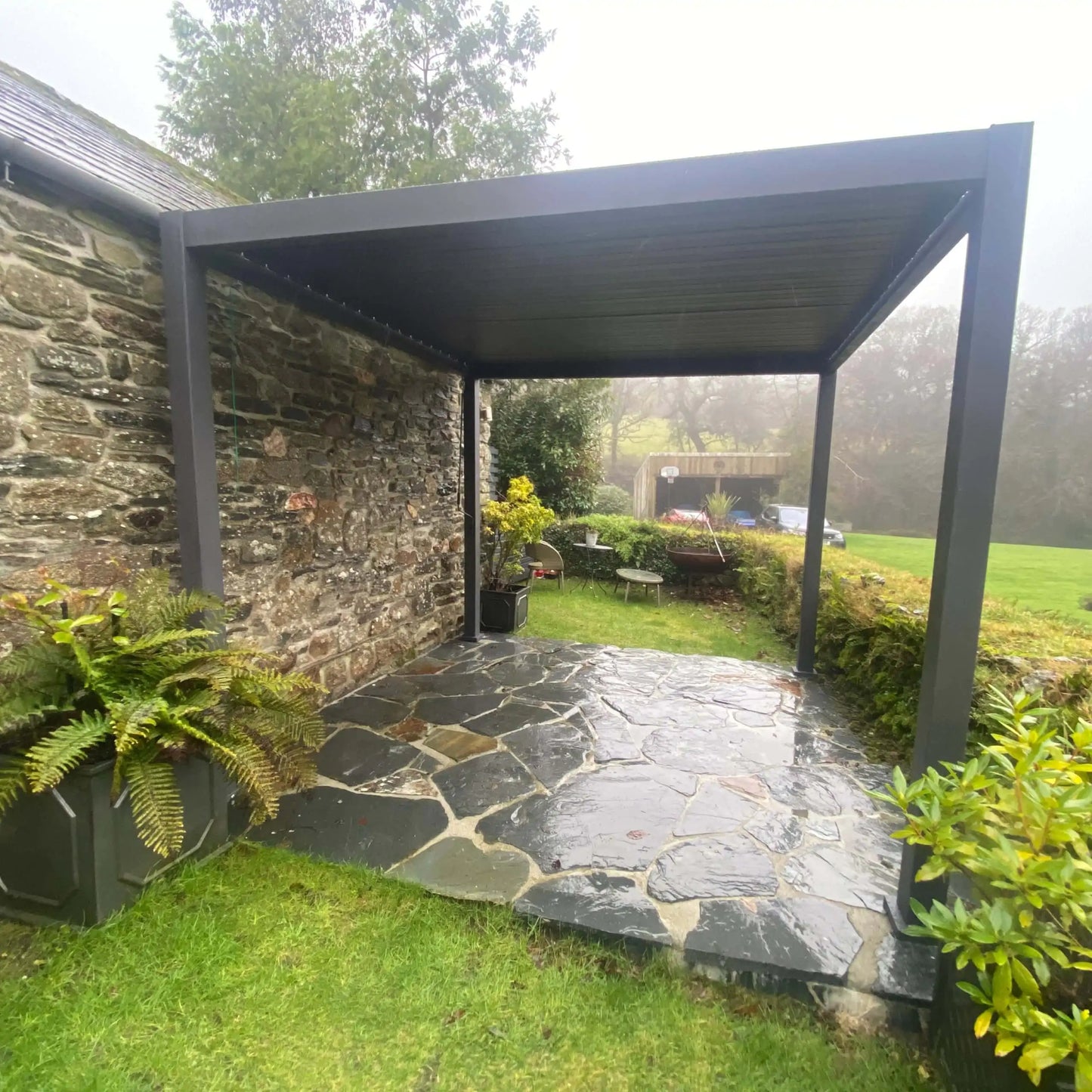 3m x 3m Manual Louvered Grey Aluminium Pergola