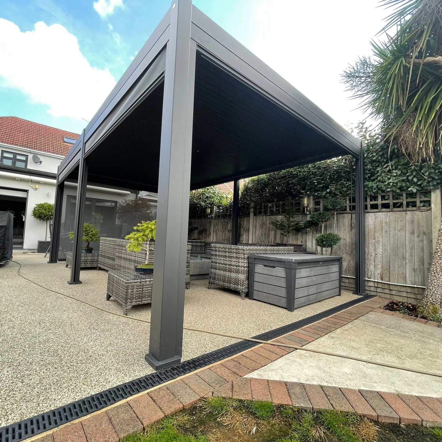 3.6m x 6m Manual Louvered Grey Aluminium Pergola