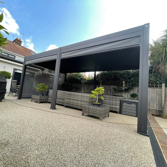 3.6m x 6m Manual Louvered Grey Aluminium Pergola