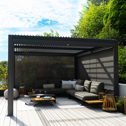 3m x 3m Manual Deluxe Louvered Grey Aluminium Pergola