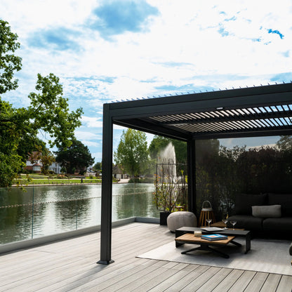 3m x 3m Manual Deluxe Louvered Grey Aluminium Pergola