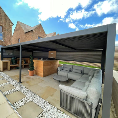 3.5m x 7.2m Manual Deluxe Louvered Grey Aluminium Pergola