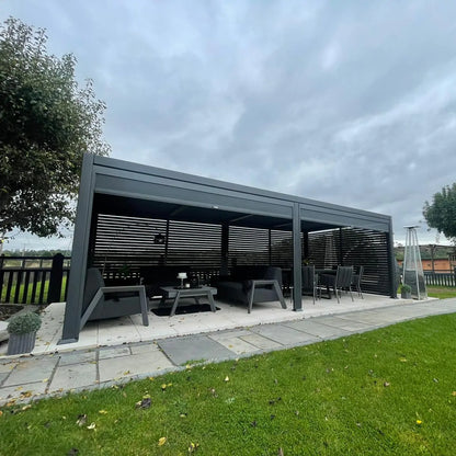 3.5m x 7.2m Manual Deluxe Louvered Grey Aluminium Pergola