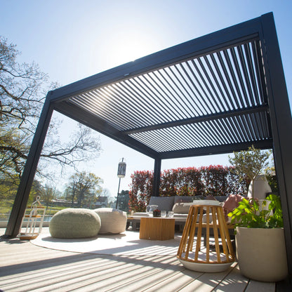 3m x 3m Manual Deluxe Louvered Grey Aluminium Pergola