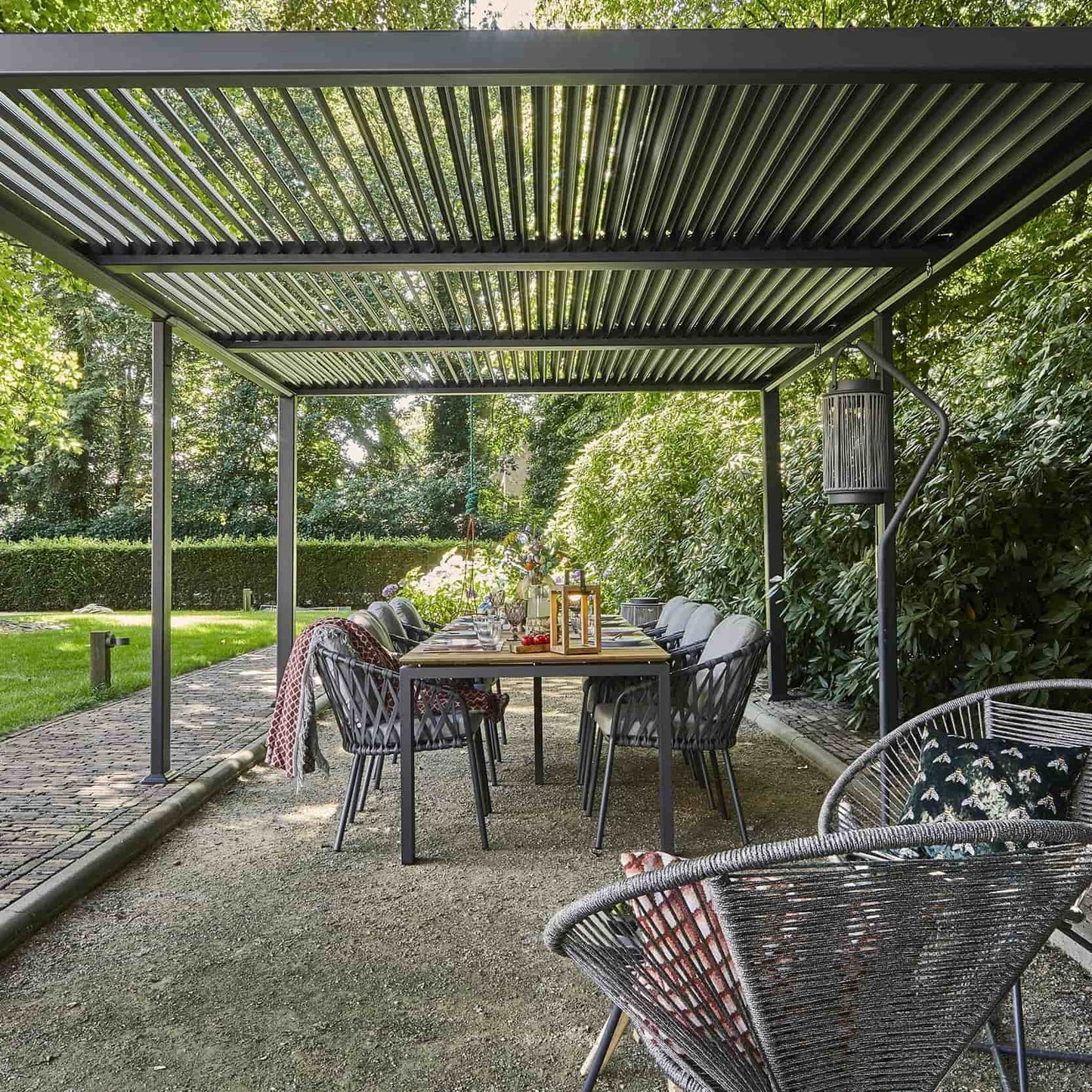 3.5m x 5.4m Manual Deluxe Louvered Grey Aluminium Pergola