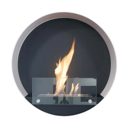 ScandiFlames Delaware White Round Wall Mounted Biofireplace