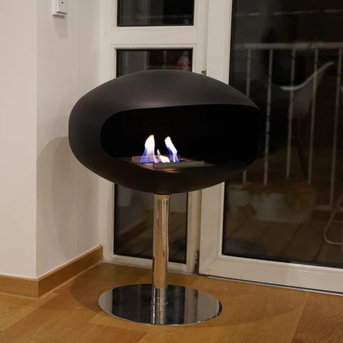 Cocoon Aeris Bioethanol Pedestal Matte Black With Steel Base