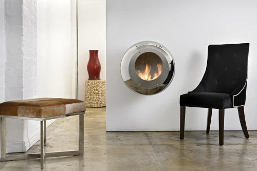 Cocoon Vellum Bioethanol Wall Fireplace Polished Steel