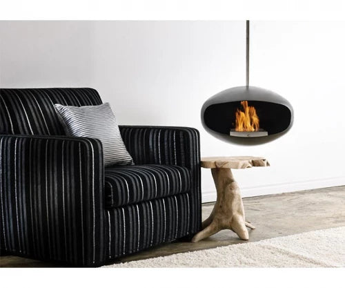 Cocoon Aeris Bioethanol Fireplace Black With Steel Mounting Pole