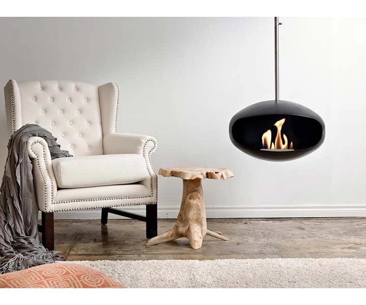 Cocoon Aeris Bioethanol Fireplace Black With Steel Mounting Pole