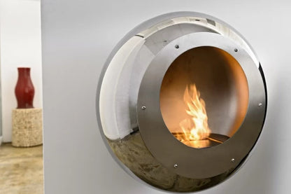 Cocoon Vellum Bioethanol Wall Fireplace Polished Steel