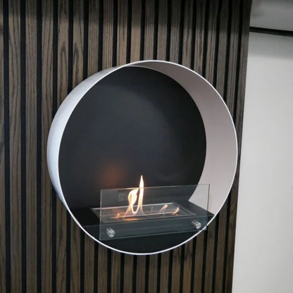 ScandiFlames Delaware White Round Wall Mounted Biofireplace