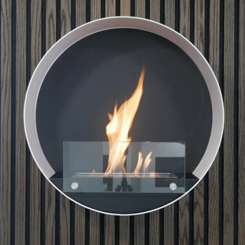 ScandiFlames Delaware White Round Wall Mounted Biofireplace